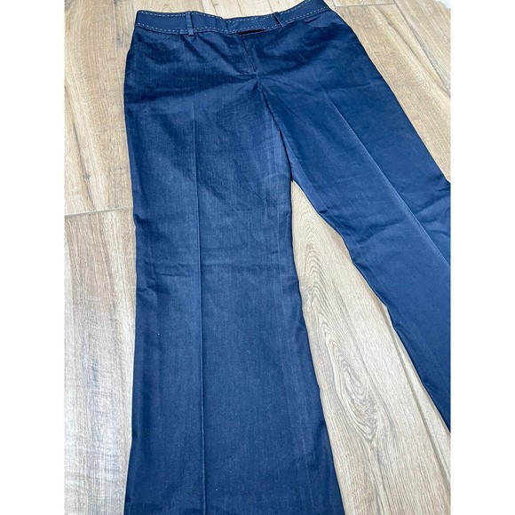 Tahari Pants Womens 12 Blue Boot Cut Mid Rise Flat Front Dress Career Slacks - Picture 4 of 16